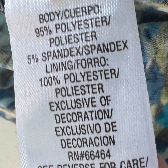 Studio I Classic Fit and Flare Dress in Blue Green Print Buckle at Waist… - Picture 8 of 9